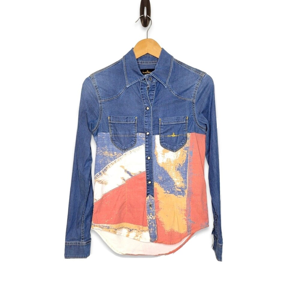 VIVIENNE WESTWOOD Anglomania Pearl Snap Shirt Women's XS Rodeo Western Cowgirl